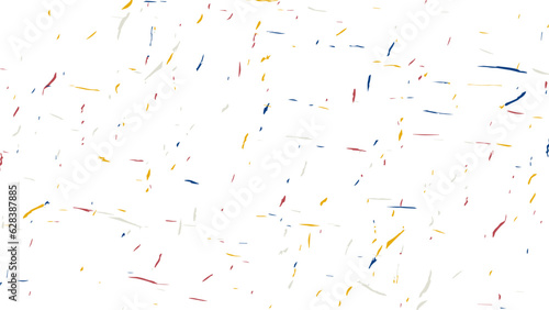 Randomly scattered colorful splashes on a white background. Multicolored grungy recycled speckled elements natural paper terrazzo camouflage textured surface. Vector.