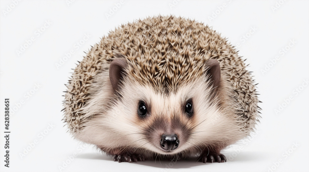Obraz premium A hedgehog and a white background. Generative AI.