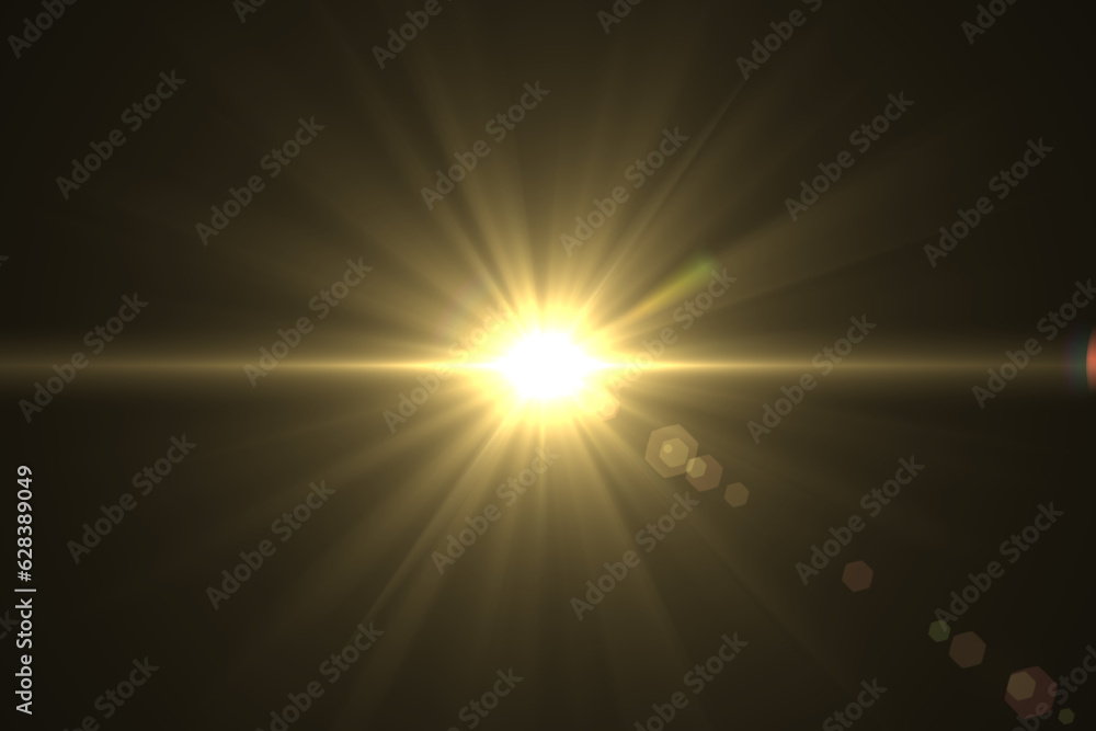 Sun flare on the black background