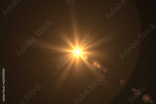 Sun flare on the black background