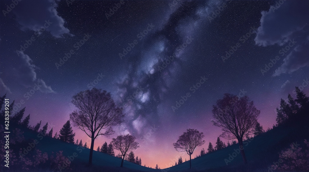 Natures creativity shines in starry backdrop illustration. Generative AI.