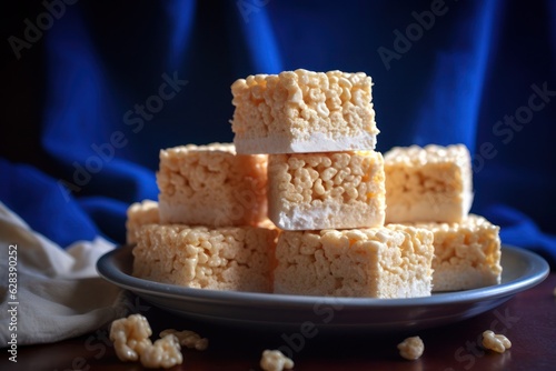 a stack of rice krispie treats photo