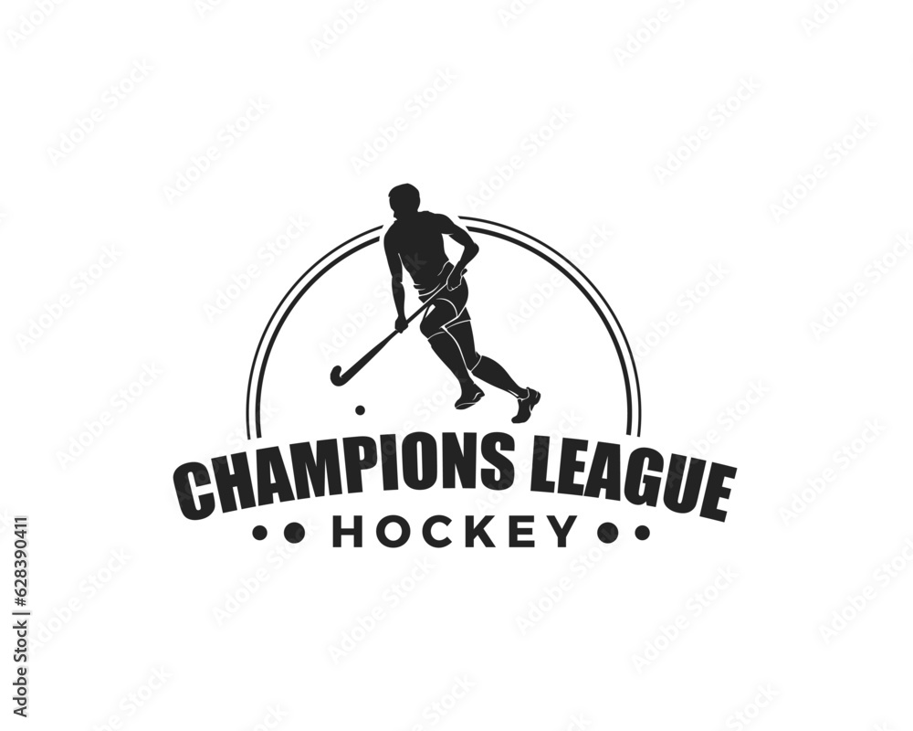 Black and white modern Hockey Champions league logo design.
