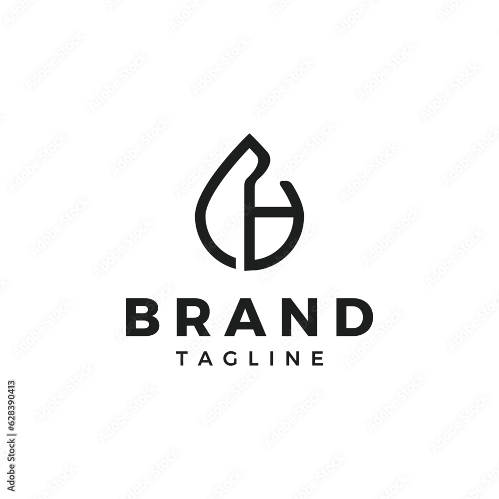 Modern water drop shape logo with initial of CH Modern water drop shape logo with initial of CH