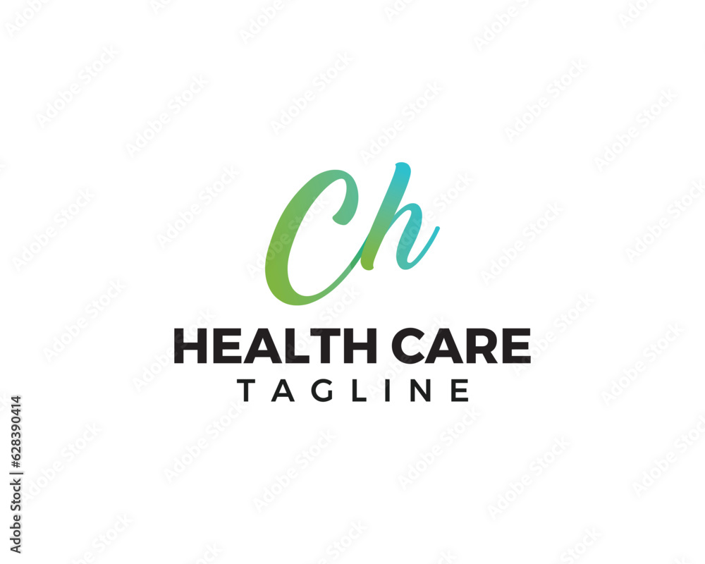 Fototapeta premium Modern letter mark CH based logo design for medical industry.