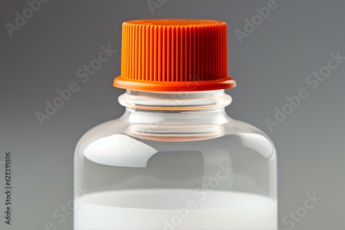 Transparent Medicine Bottle with Orange Cap, Generative AI