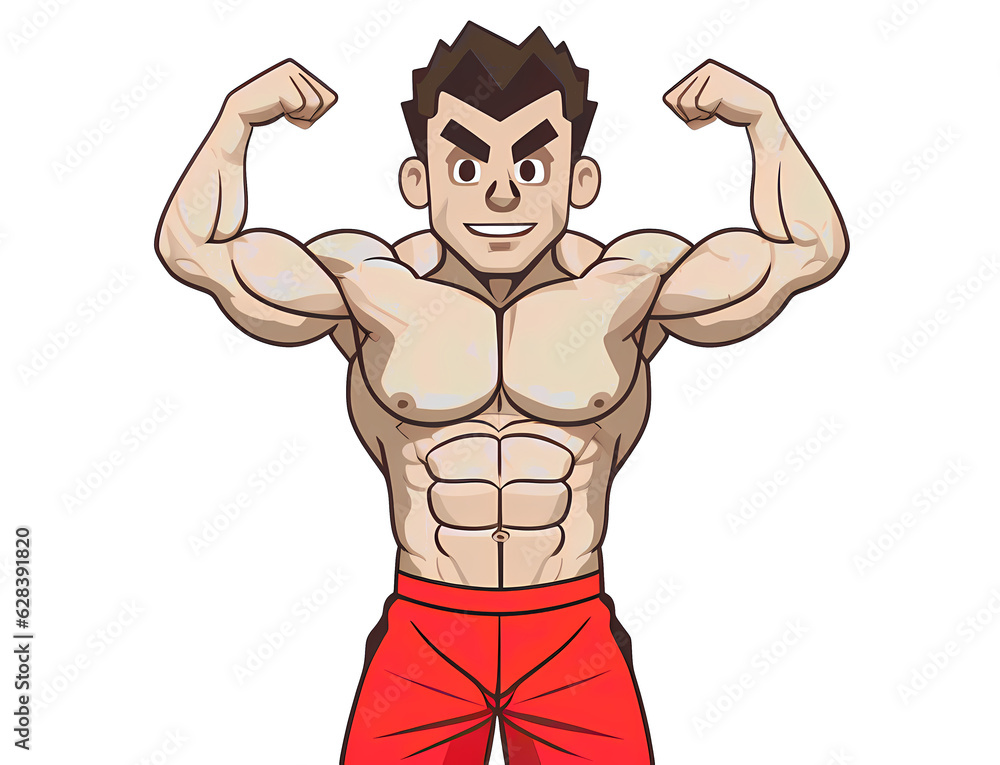 Bodybuilder man vector illustration, transparent png, Generative AI Bodybuilder man vector illustration, transparent png, Generative AI