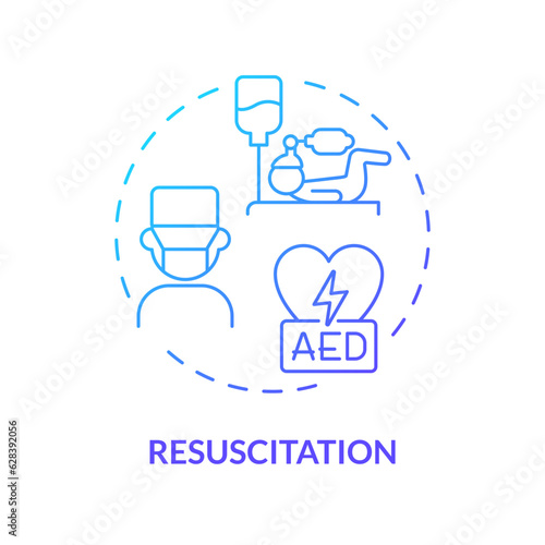 Resuscitation blue gradient concept icon. Life support. Airway management. Critical illness. Aid help. Emergency health care abstract idea thin line illustration. Isolated outline drawing
