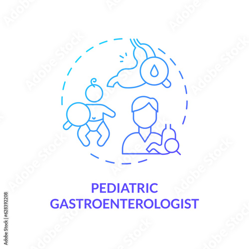 Pediatric gastroenterologist blue gradient concept icon. Digestive system. Stomach doctor. Healthcare practitioner. Child clinic abstract idea thin line illustration. Isolated outline drawing