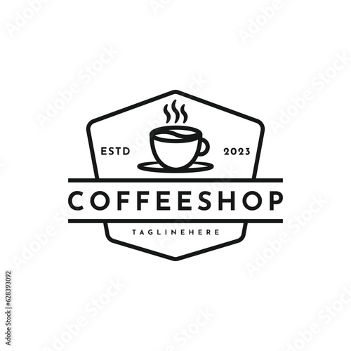 Coffee shop logo design template. Vintage retro coffee logo design idea
