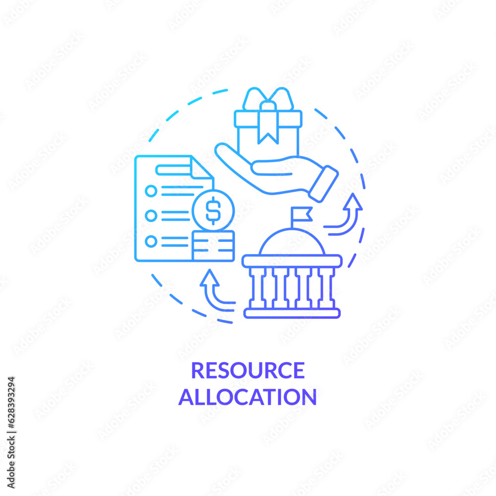 Fototapeta premium Gradient resource allocation icon concept, isolated vector, lobbying government thin line illustration.