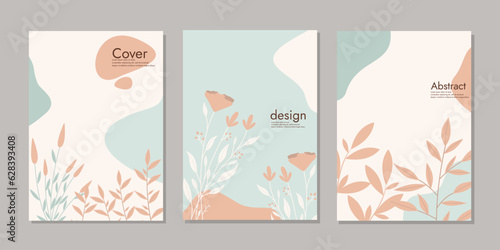 Cover template with floral pattern. beauty botanical abstract background. size A4 For school books, notebooks, diaries, planners, brochures, catalogs