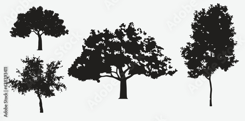 Exquisite Apple Tree Silhouettes, Nature's Elegance in Vector Art