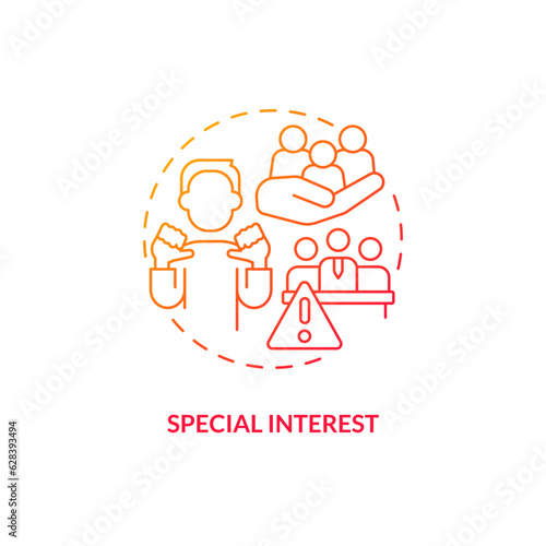 Gradient special interest icon concept, isolated vector, lobbying government thin line illustration.