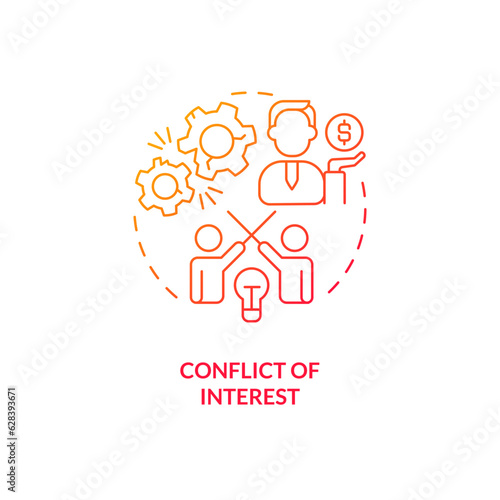 Gradient conflict of interest icon concept, isolated vector, lobbying government thin line illustration.