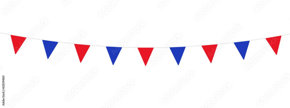 Fototapeta premium Party flags USA colors over white background illustration