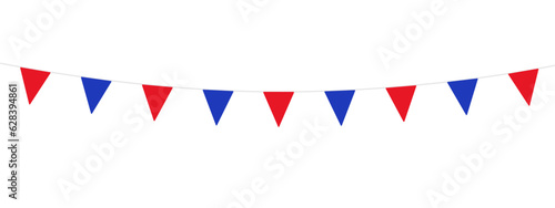Party flags USA colors over white background illustration