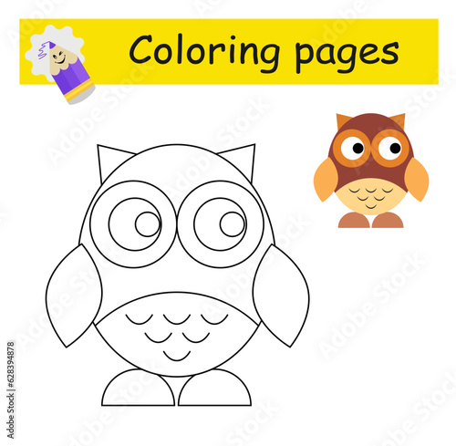 Coloring pages. Cartoon owl vector. Illustration for children education. photo