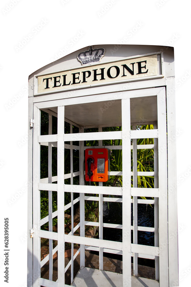 Naklejka premium Classic British white Phone Booth
