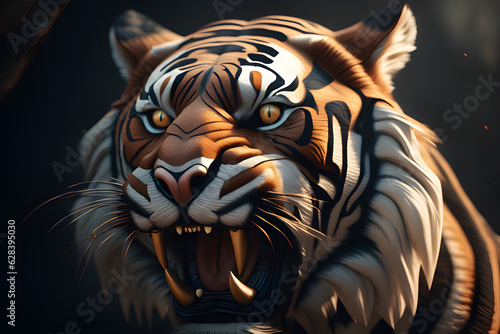 A roaring tiger.Generative AI © hippopo