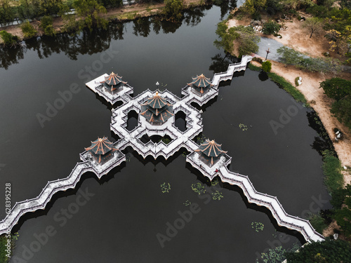 Aerial photo of Ancient city, Ancient Siam, Muang Boran in Bangkok Thailand photo