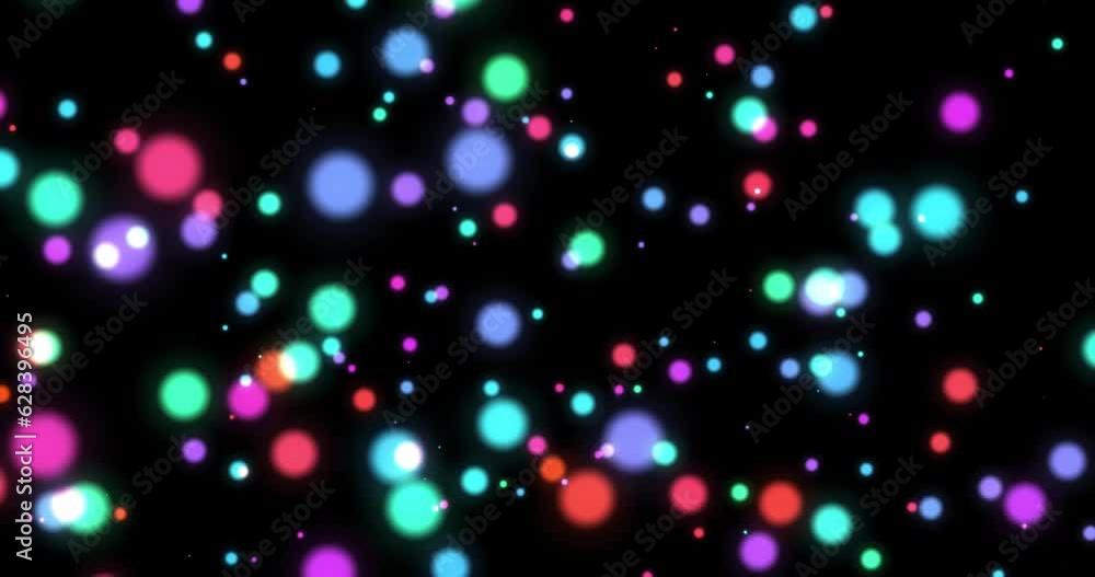 Abstract background with soft circle bokeh defocused and blurred on black background. Abstract colorful bokeh animated particles Abstract background with soft circle bokeh defocused and blurred on black background. Abstract colorful bokeh animated particles