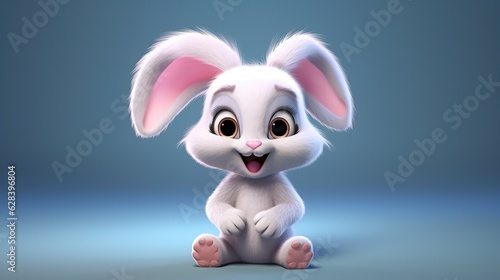 Cute cartoon bunny white smile