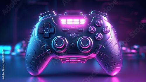 Cyberpunk gaming controller gamepad joystick illustration