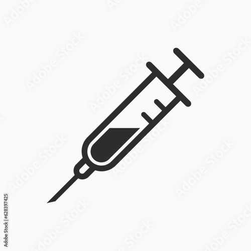Syringe Icon Vector black and white. Doctors often use syringes to prevent and treat malignant diseases.