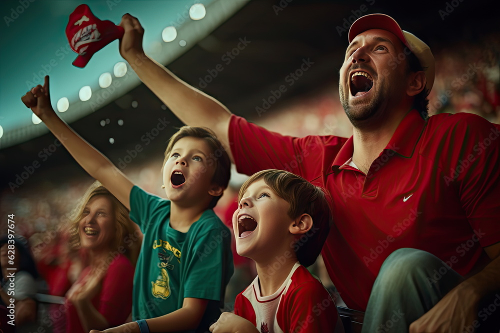 Fototapeta premium Parents in the stands and on the sidelines cheering for their children