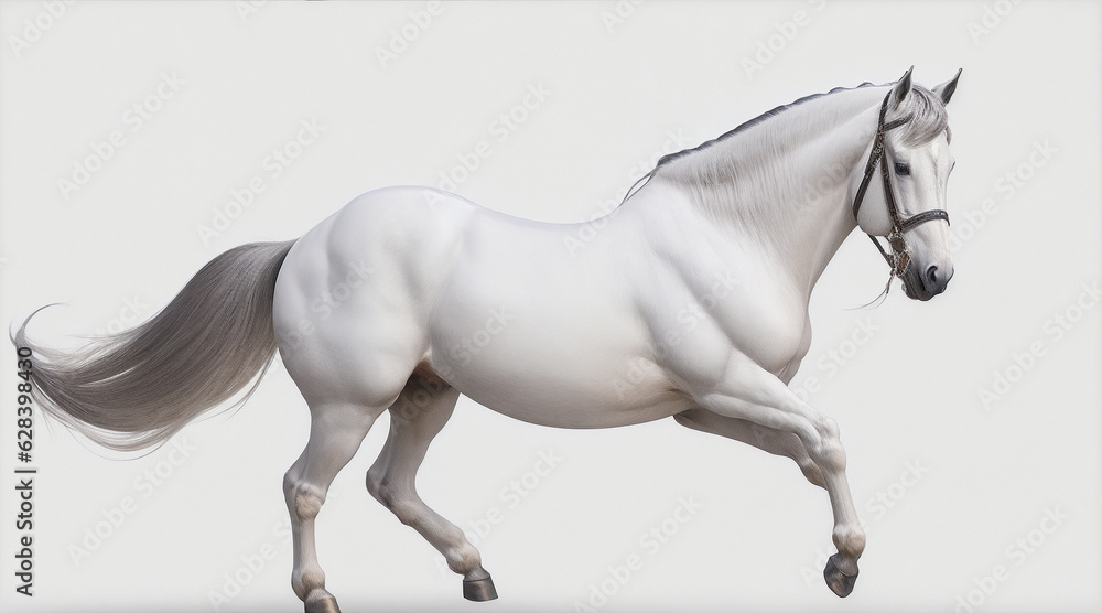 Piedmontese horse on white background. Generative AI.