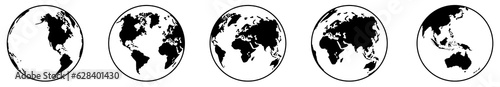 World Map on Globe Silhouette for Icon  Symbol  App  Website  Pictogram  Logo Type  Art Illustration or Graphic Design Element. Format PNG