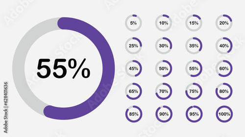 20 set circle percentage diagrams for the infographic. Vector 3d Pie Chart. vector illustration design.