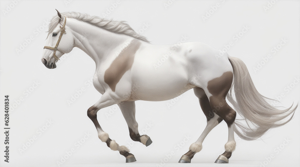 Piedmont horse on white background. Generative AI. Piedmont horse on white background. Generative AI.