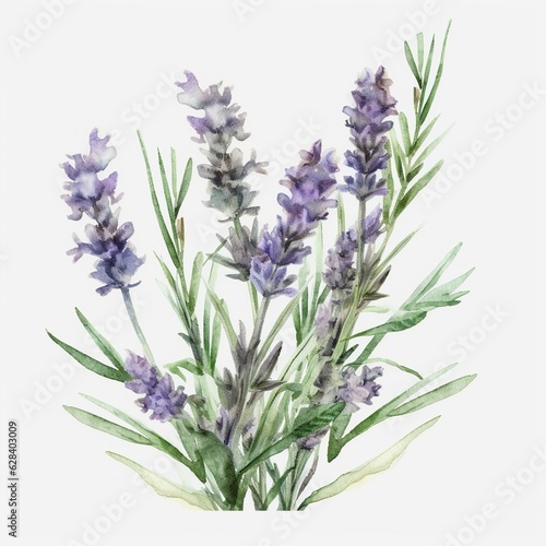 Watercolor fresh lavender clipart generative AI