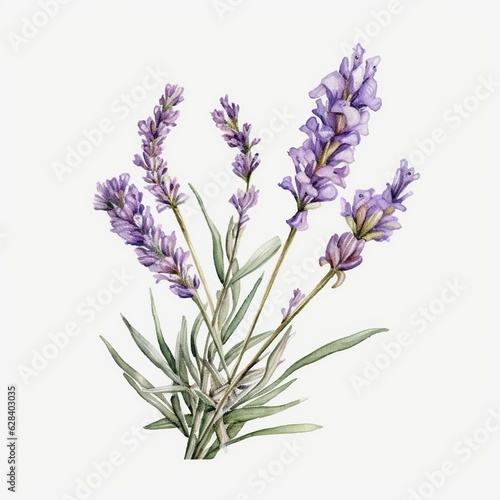 Watercolor fresh lavender clipart generative AI