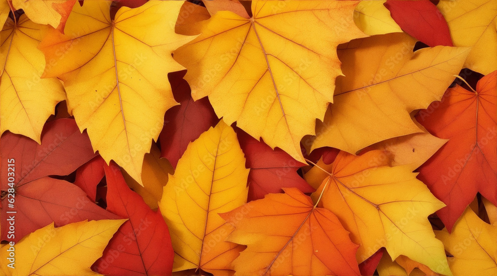 Fall leaves are laying down on a brown background. Generative AI. Fall leaves are laying down on a brown background. Generative AI.