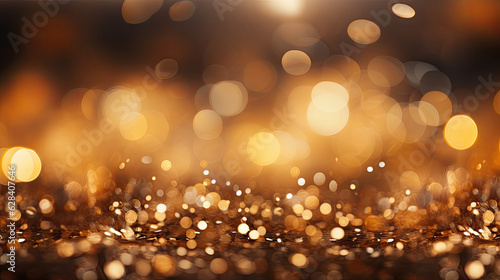 Golden abstract sequin background, blurred and blurred background. created with generative AI technology.