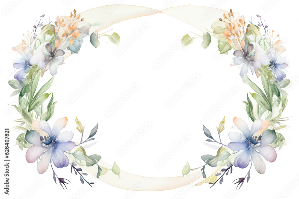 Watercolor floral wreath. Hand painted illustration isolated on white background