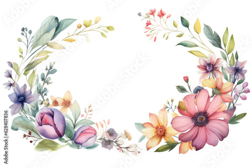 Watercolor floral wreath. Hand painted illustration isolated on white background