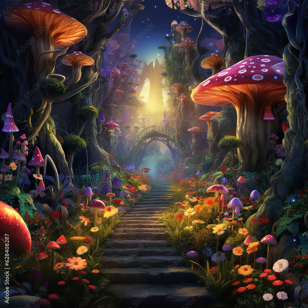 fantasy magical forest with fruits fantasy magical forest with fruits