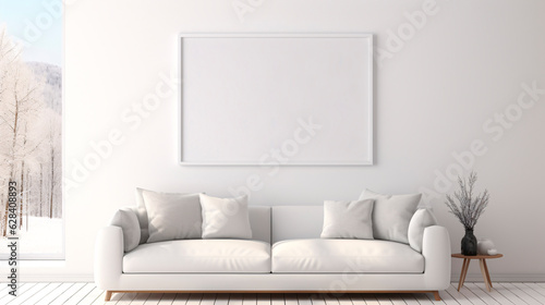 Mockup white scandinavian living room, ai generated