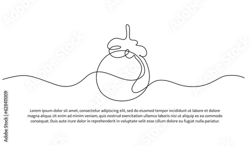 Mangosteen one continuous line design. Fruits symbol design concept. Decorative elements drawn on a white background.