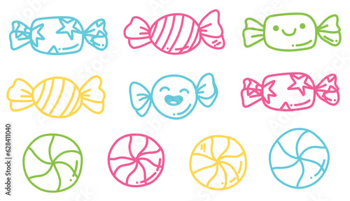 cute vector set with cartoon candy