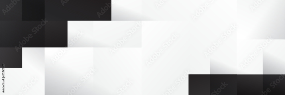 Abstract black and white Geometric banner design background.