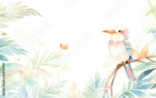 Whimsical and Cute Watercolor Style Birds  Colorful Illustration  Abstract Art