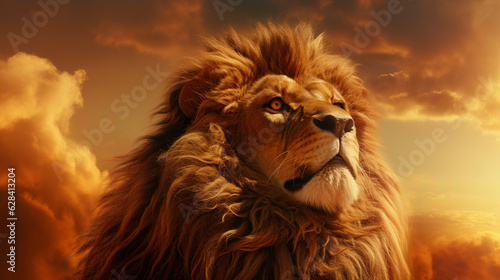 Majestic Lion Roaming the African Savanna © icehawk33