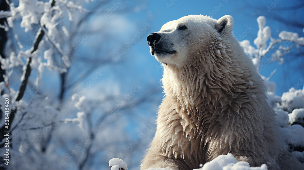 Arctic Majesty: Polar Bear in Snow Forest Arctic Majesty: Polar Bear in Snow Forest