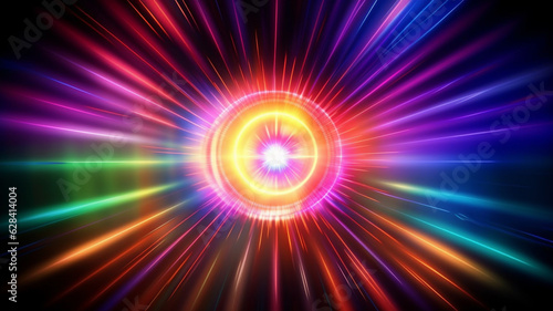 colorful glowing light burst explosion on transparent background, abstract background with disco light explosion, abstract spiral light beam, vibrant color background, AI generated.