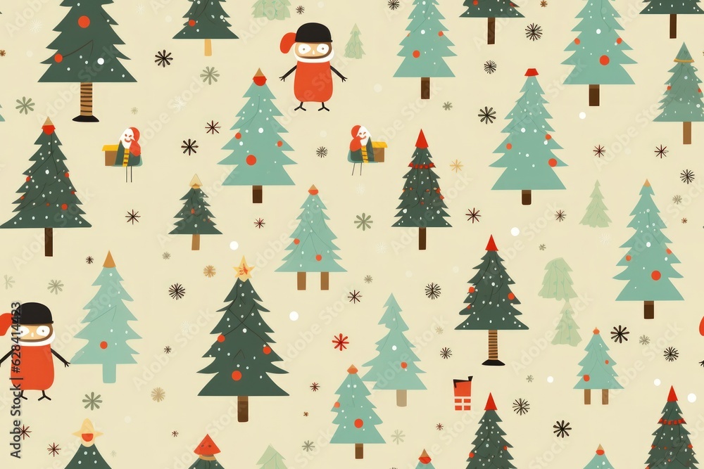 Cute doodle Christmas theme pattern seamless background.